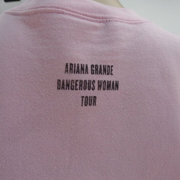 "ARIANA GRANDE" PINK DANGEROUS WOMAN TOUR 2017 GRAPHIC CREW SWEATSHIRT SIZE: L - Picture 6 of 6